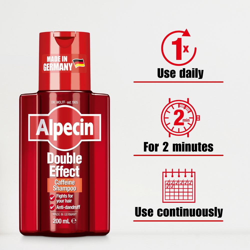 2x Alpecin Double Effect Caffeine Shampoo - Against Oily Dandruff, 200ml