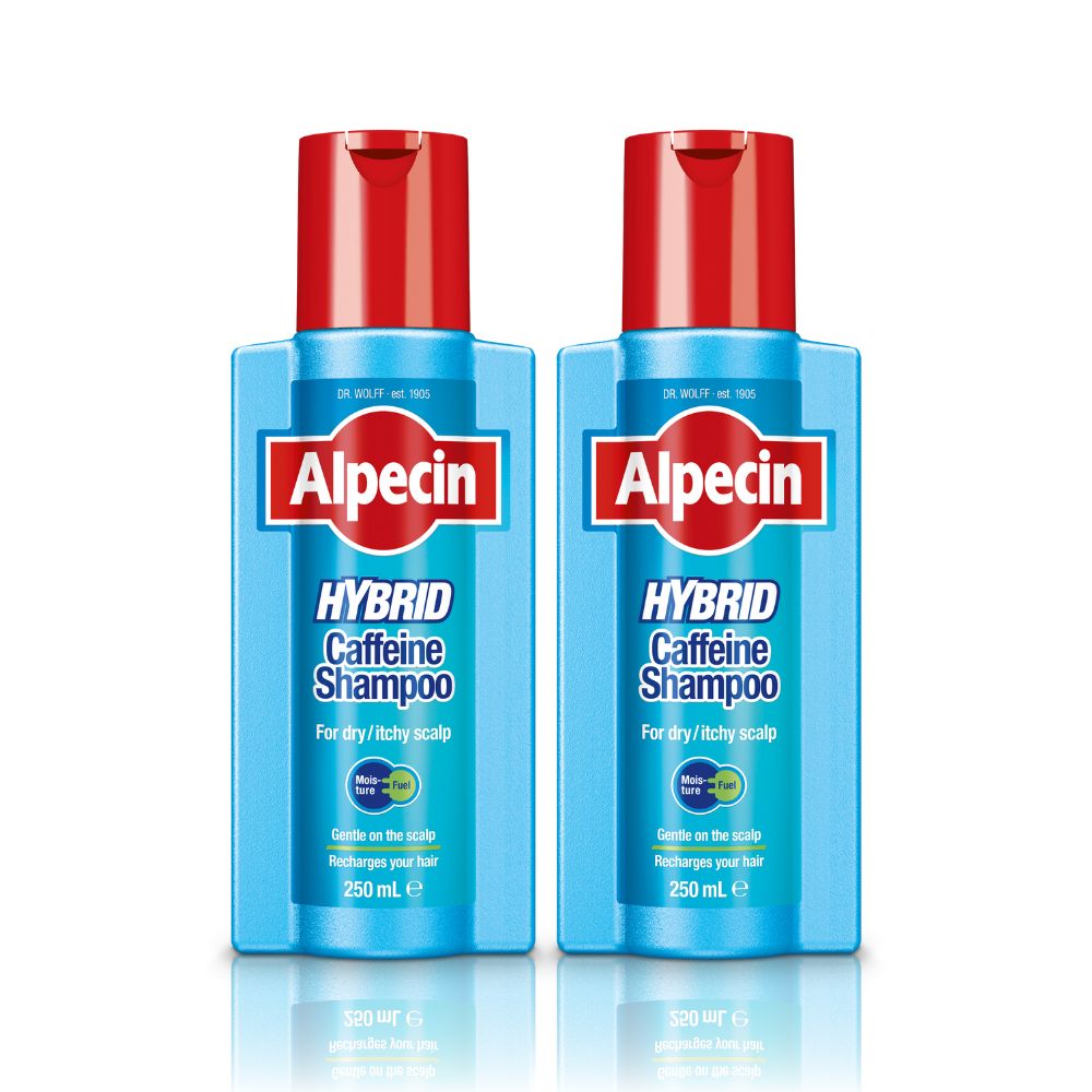 2x Alpecin Hybrid Caffeine Shampoo - for Dry and Itchy Scalp, 250ml