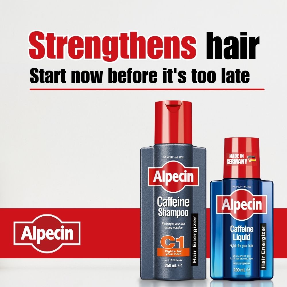 Starter Pack - Alpecin Caffeine Shampoo C1 250ml + Caffeine Liquid 200ml - strengthens hair on days with and without washing