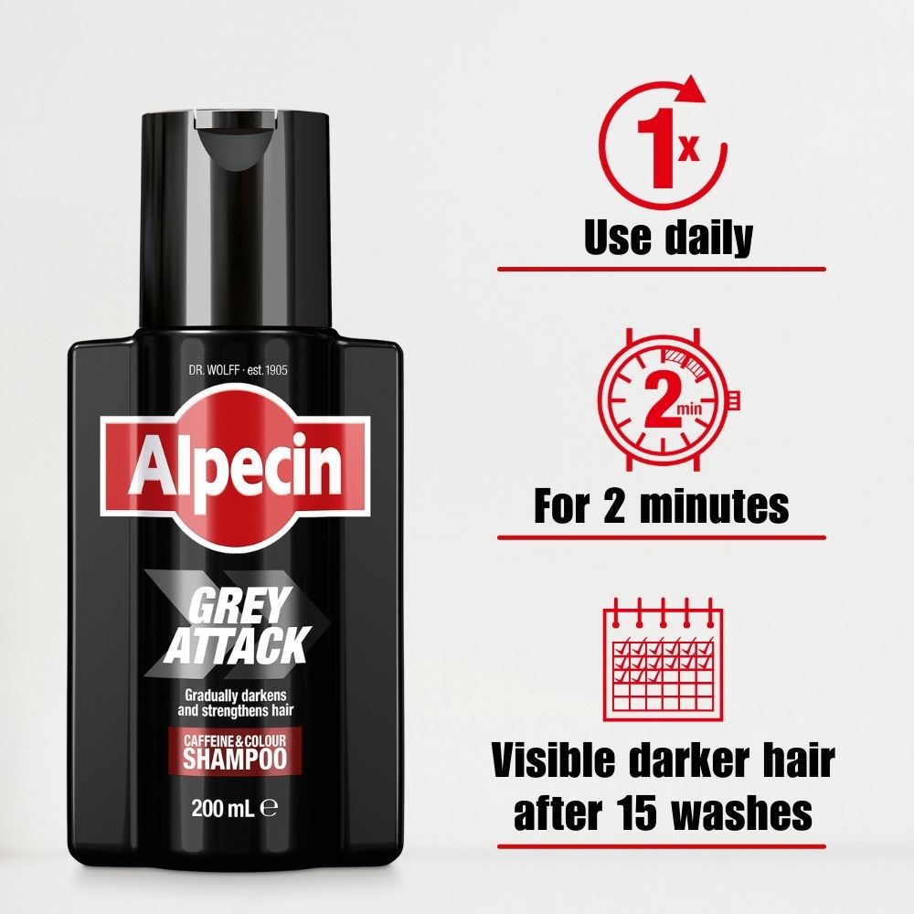 Alpecin Starter Pack - Grey Attack Caffeine & Colour Shampoo + Caffeine Liquid 200ml