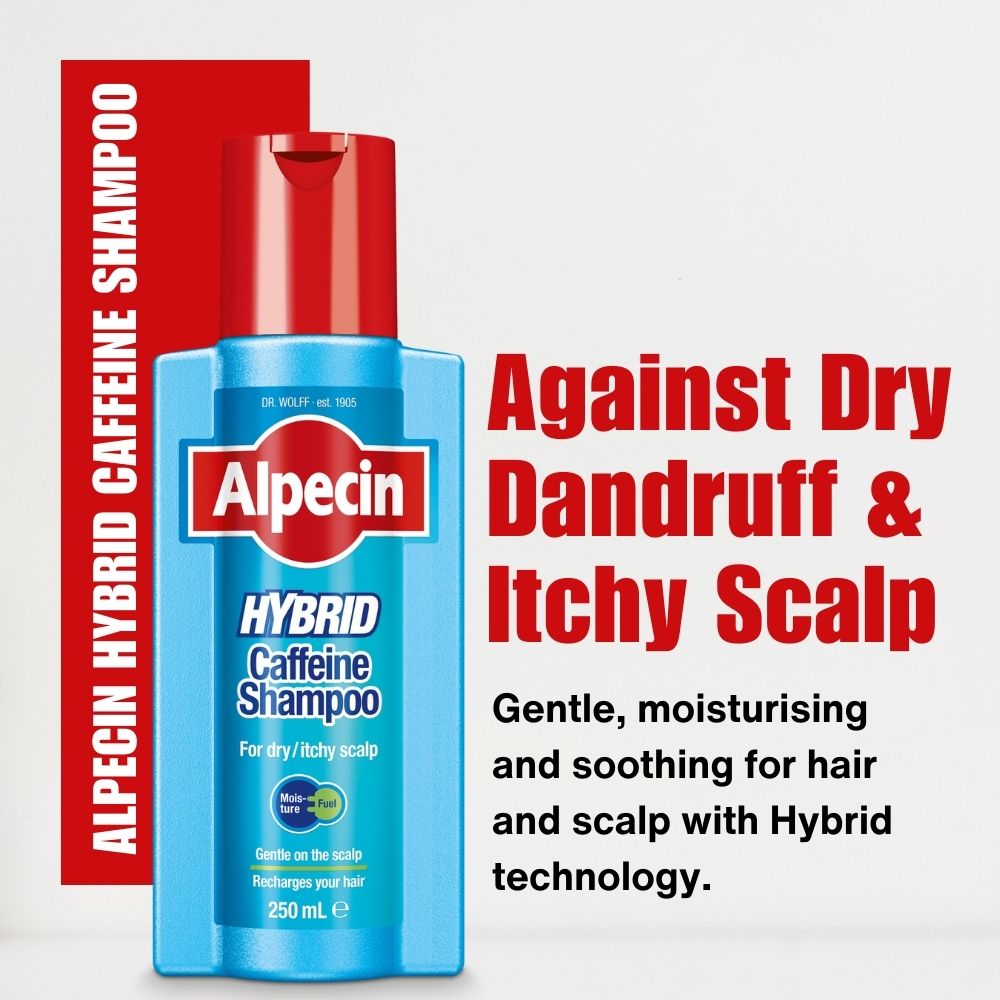 Alpecin Hybrid Caffeine Shampoo - for Dry and Itchy Scalp, 250ml + FREE Drink Bottle worth $15